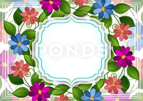 Vector Colored Floral Template with Place for Text Stock Illustration