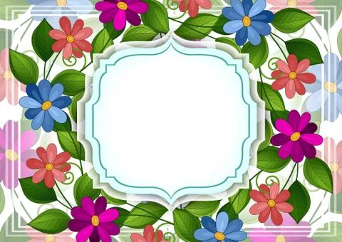 Vector Colored Floral Template with Place for Text Stock Illustration