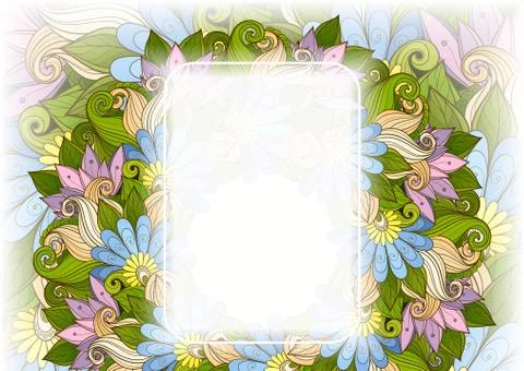 Vector Colored Floral Template with Place for Text Stock Illustration