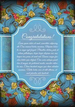 Vector Colored Floral Template with Place for Text Stock Illustration