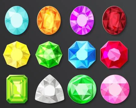 Vector Colored gems diamonds set isolated Stockillustratie