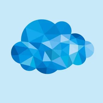 Vector colored illustration of blue polygonal cloud Stock Illustration
