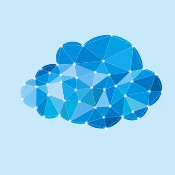 Vector colored illustration of blue polygonal cloud Stock Illustration