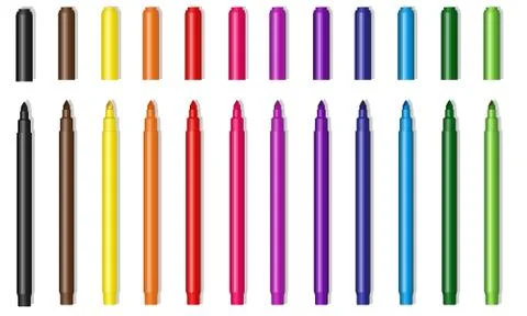 Vector colored markers Stock Illustration