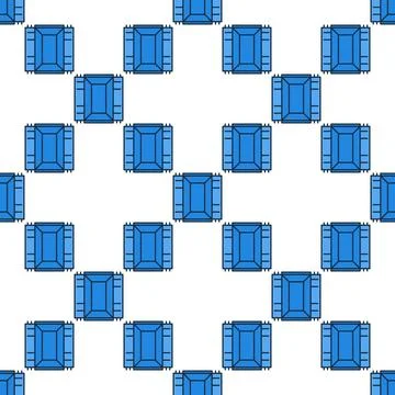 Vector colored modern seamless pattern of Opened Blue Shipping Container Illustrazione stock