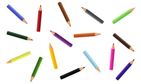 Vector colored pencil set. School supplies vector Stock Illustration