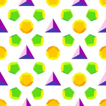 Vector colored polyhedrons seamless pattern. Stock Illustration