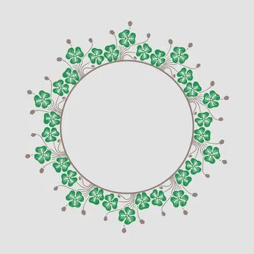 Vector colored retro frame with clover leaf Stock Illustration