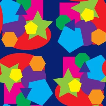 Vector colored seamless pattern and various shapes Stock Illustration