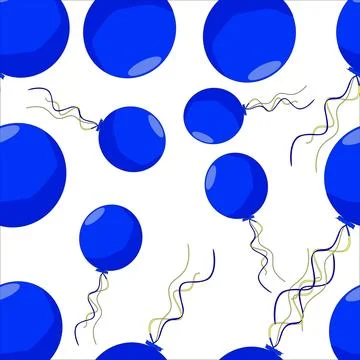 Vector colored seamless pattern hand drawn festive balloons blue Stock Illustration