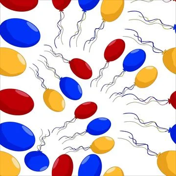 Vector colored seamless pattern hand drawn festive balloons of different colors Stock Illustration