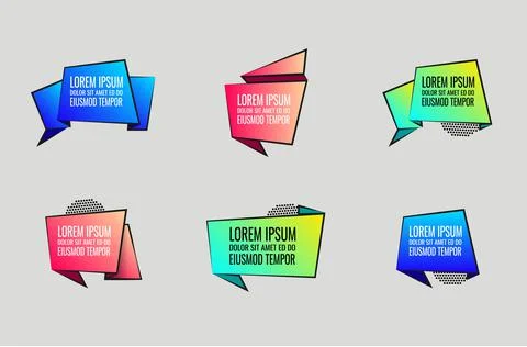 Vector colored speech bubbles for quotes in origami style. Stock Illustration