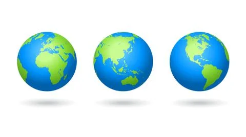 Vector colored world map Globes Stock Illustration