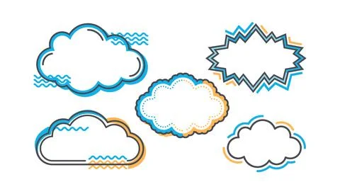 Vector of Colorful abstract cloud and lightning icons set Stock Illustration