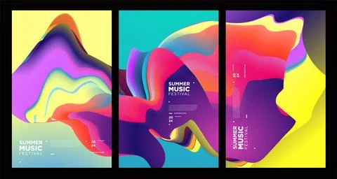 Vector colorful abstract fluid and dynamic poster Stock Illustration