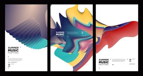 Vector colorful abstract fluid and dynamic poster Stock Illustration
