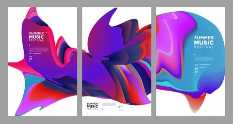Vector colorful abstract fluid and dynamic poster Illustrazione stock