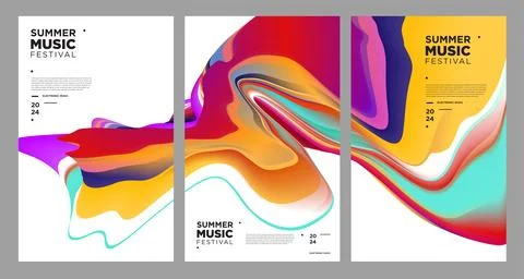 Vector colorful abstract fluid and dynamic poster Stock Illustration