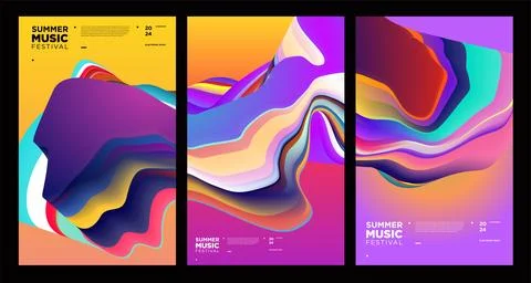 Vector colorful abstract fluid and dynamic poster Illustrazione stock
