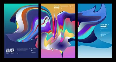 Vector colorful abstract fluid and dynamic poster Stock Illustration