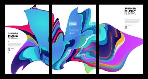 Vector colorful abstract fluid and dynamic poster Stock Illustration