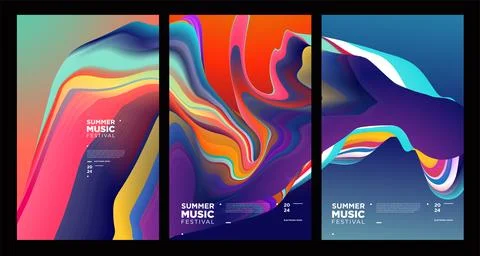 Vector colorful abstract fluid and dynamic poster Illustrazione stock