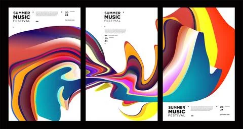 Vector colorful abstract fluid and dynamic poster Stock Illustration