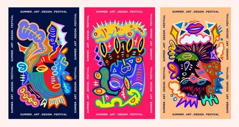 Vector colorful abstract fluid and dynamic doodle for banner and poster Illustrazione stock