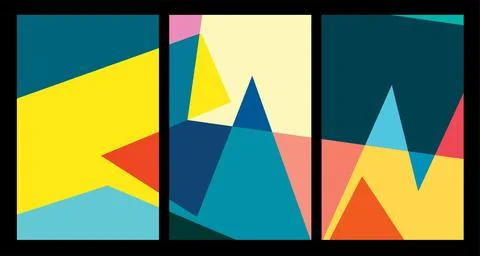 Vector colorful abstract geometric and fluid poster Stock Illustration