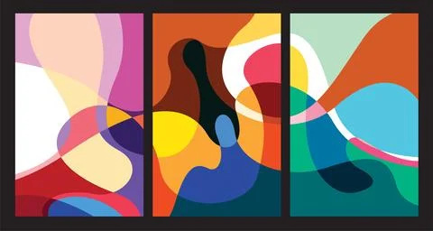 Vector colorful abstract geometric and fluid poster Stock Illustration