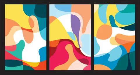 Vector colorful abstract geometric and fluid poster Stock Illustration