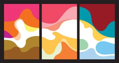 Vector colorful abstract geometric and fluid poster Stock Illustration