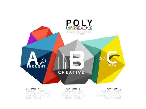 Vector colorful abstract low poly infographic background Stock Illustration