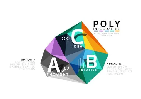 Vector colorful abstract low poly infographic background Stock Illustration