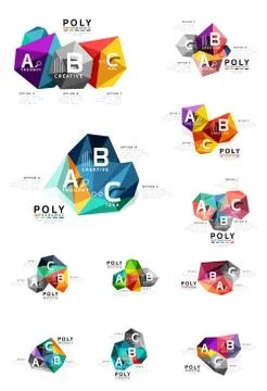 Vector colorful abstract low poly infographic background Stock Illustration