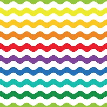 Vector colorful abstract wavy seamless pattern. Bright geometric horizontal.. Stock Illustration