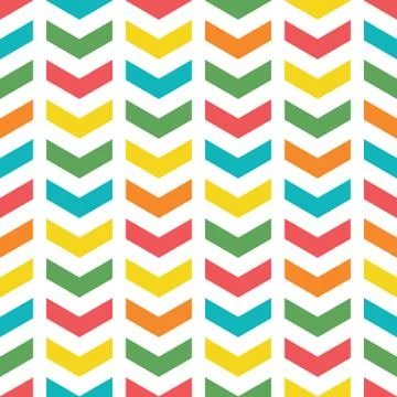 Vector colorful arrow repeat seamless pattern. Pink, orange, blue green and Stock Illustration