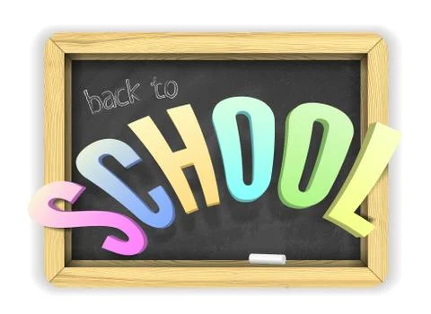 Vector colorful Back to School Title banner concept with 3D Realistic wooden Stock Illustration