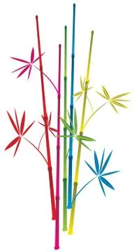 Vector  colorful bamboo branches Stock Illustration
