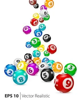 Vector Colorful Bingo balls fall randomly. Stock Illustration