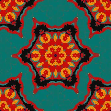 Vector colorful bohemian pattern with stylized abstract flower bright color.. Illustrazione stock