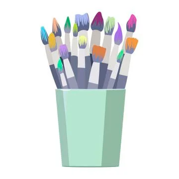 Vector colorful brushes. Vector cartoon style illustration Stock Illustration