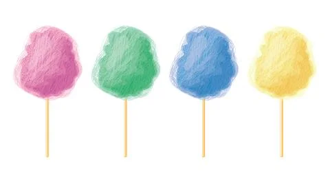 Vector colorful candy cotton set Stock Illustration