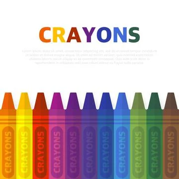 Vector colorful Crayons. Art Set Kids School craft art supply graphics. Vecto 库存插图
