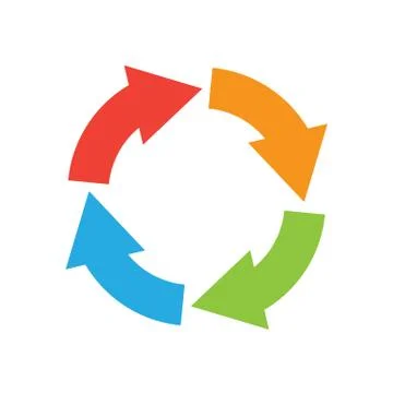 Vector colorful cycle arrow. Reload and rotation loop sign. Stock Illustration