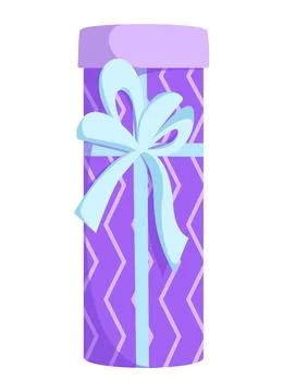 Vector colorful cylindrical gift box with bow and ribbons. New Year's, Christ Stock Illustration