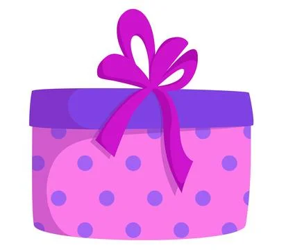 Vector colorful cylindrical polka dot gift box with bow. New Year's, Christ.. Stock Illustration