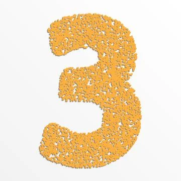 Vector colorful digits with grain texture, digit 3 Illustrazione stock