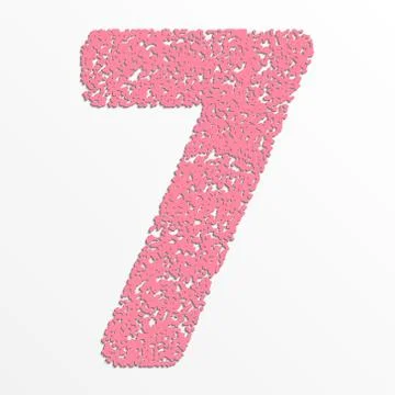 Vector colorful digits with grain texture, digit 7 Stock Illustration