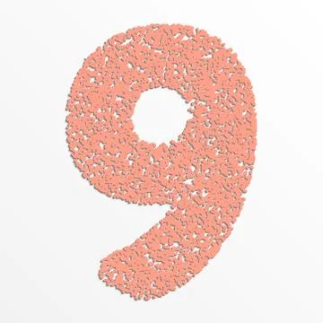 Vector colorful digits with grain texture, digit 9 Stock Illustration
